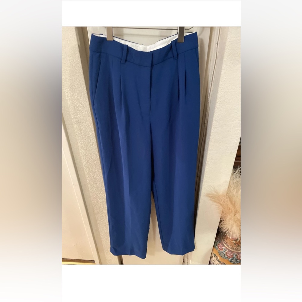 Aritzia Wilfred Classic High-Waist Wide-Leg Pants in Cobalt Blue - Picture 2 of 6